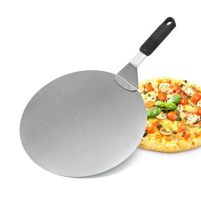 China 12 Inch Stainless Steel Pizza Peel Shovel Paddle Pizza Baking Pusher for sale