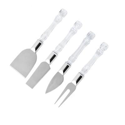 China Amazon Wedding Family Cheese Tool Kit Stocked Home Pack Spreader Crystal Handle Cheese Knives 4 Cheese Set for sale