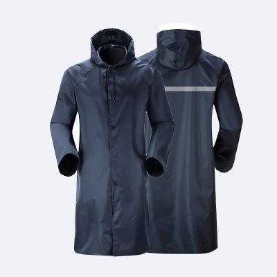 China Wholesale Oxford Cloth Bachelor Waterproof Clothing Fashion Adult Anorak Long With Reflective Brand Raincoat for sale