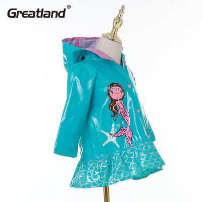 China Wholesale Kids Waterproof Breathable Material Cute Girl Reusable Pu Hat Raincoat for sale