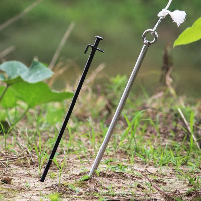 China High Precisionn Ground Nail Outdoor Camping Equipment Steel Metal Tent Beach Canopy Camping Stakes Peg Ground Nail Black Silver for sale