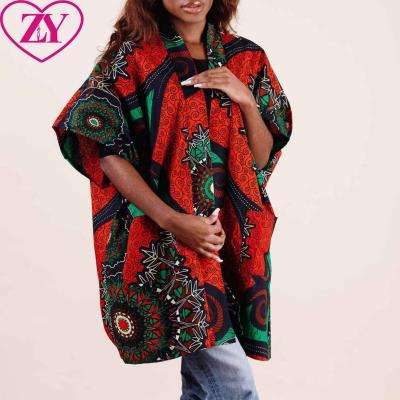 China African Ankara Cotton Summer Top Wax Print Coat Printing Short Sleeve Jacket For Women for sale