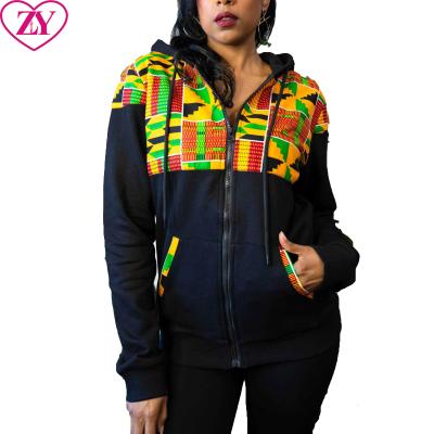 China Women's African Print Jacket Winter Autumn African Print Jacket Winter Cotton Long Spring Cotton Sweatshirt Zipper Print Sleeve for sale