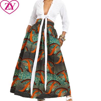 China High Waist Cotton Maxi Skirt African Women A-line Skirt Ankara Printed Clothing For Party for sale