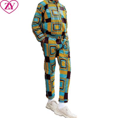 China Custom Made African Plus Size Mens Cotton Pants Plus Size Trousers Mens Trousers In Kente Print Blue for sale