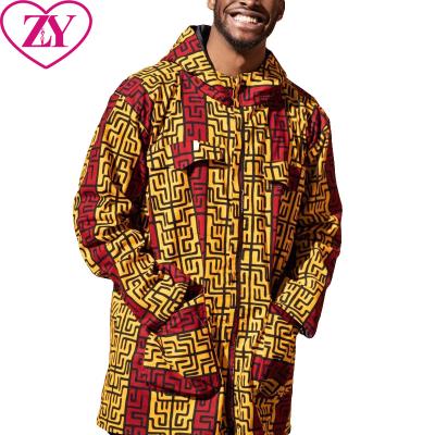 China Cotton Custom Plus Size African Print Hoodie Jacket Kente Print Midi Jacket For Casual for sale