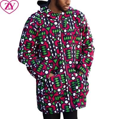 China African Cotton Fashion Design Wax Print Mens Clothing Hoodie Coat In Pink Kente Print Jacket For Men for sale