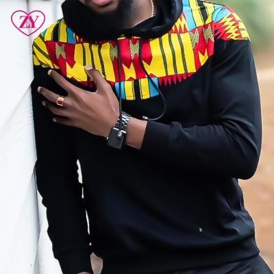 China Anti-wrinkle African Print Drawstring Unisex Hoodies With Pocket Terry Pattern Sweat Pullover High Quality Ankara Hoodie for sale