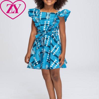 China Plus Size 2022 Fashion New Arrival African Print Girl's Butterfly Sleeve Dresses for sale