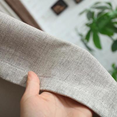 China Fashion Waterproof Classic Canvas Like Cloth Curtain For Living Room Deep Color Blackout Curtain for sale