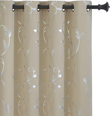 China Anti Static Luxury Silver Foil Foiling Blackout Curtian Fabric For Living Room Printed Curtain for sale