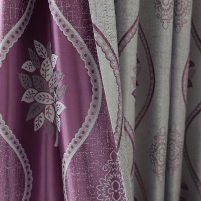 China Beautiful Color Blackout New Design Printing Jacquard Luxury Cationic Blackout Fabric Ready Made Curtain for sale