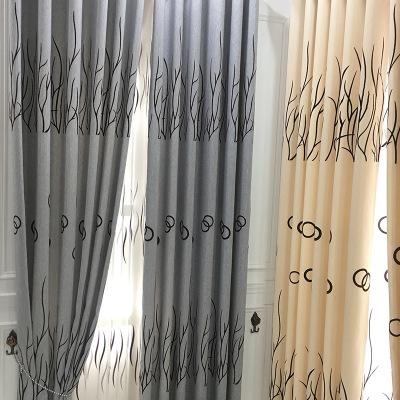 China Blackout Luxury Factory Big Flocking Blackout Curtain Fabric Printing Fabric And Ready Made Curtain For Home Or Hotel for sale