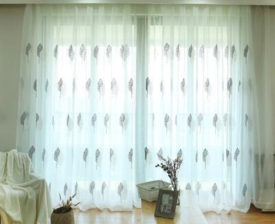 China New in tree wholesale modern simple embroidery voile curtain blackout sheer fabric customization for sale