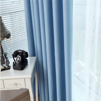 China Wholesale Classic Light Blue Blackout Curtain Cloth One Side Blackout Sunlight Shiny Fabric for sale