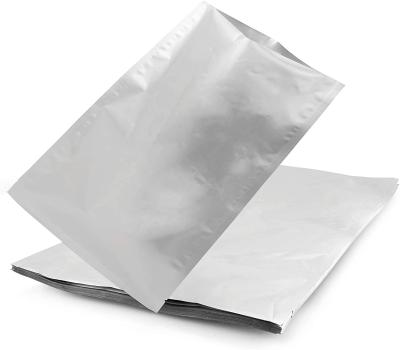 China Barrier Heat Sealing 3 Side Seal Silver Pure Aluminum Foil Bags With Tear Notch for sale