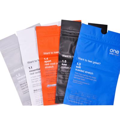 China Custom Printed Poly Barrier Garment Packaging Ziplock Plastic Bag With Hook Hanger Hanging Bag for sale