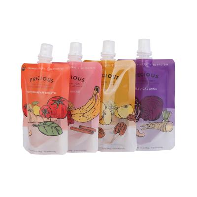 China Custom Logo Printed Barrier White Food Grade Beverage Packaging Bag Stand Up Plastic Spout Pouches for sale