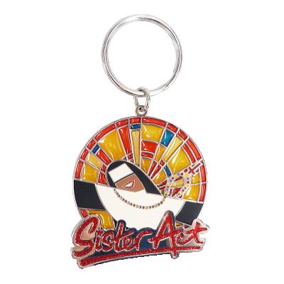 China Promotional Gifts Customized Glitter Metal Keychains With Clear Enamel for sale