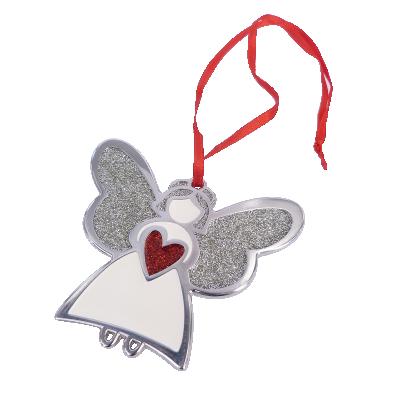 China Custom Metal Christmas Glitter Angel Metal Ornaments for sale