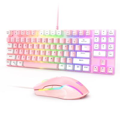 China Onikuma plug and play CW905 and G26 Onikuma pink white keyboard and mouse set USB keyboard cable mouse combo for sale