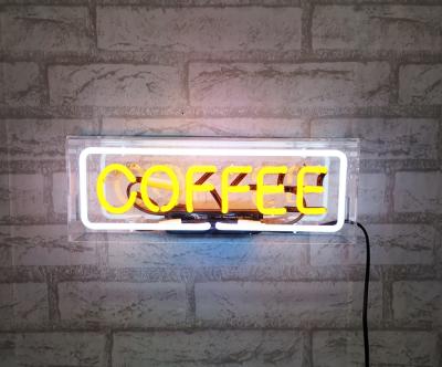 China Indoor Hot Sale Neon Box Neon Coffee Shop Neon Sign Lights Custom Table and Light Wall Mounted Up Letter Neon Light for sale