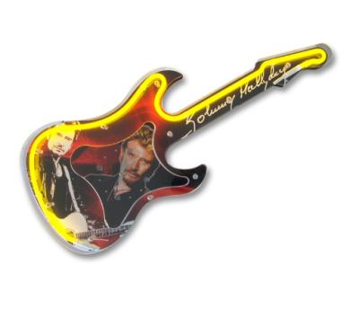 China Residential Custom Neon Wall Clocks Guitar Neon Clock for sale