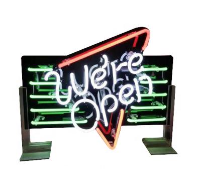 China Custom Wholesale Neon Acrylic Neon Sign Because Vintage Neon Signs Rack Wall We Are Open for sale