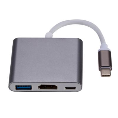 China Hot Sale New Arrival 3 in 1 Adapter USB 3.1 Type C to Type C Hdmi USB 3.0 Fast Free Carryable Gold Type C to HDMI USB C USB3.1 for sale