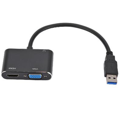 China USB 3.0 to VGA Adapter 4K HD Multi-Display Compatible 2in1 USB to HDMI-Compatible Converter for Windows 7/8/10 OS 2in1 USB to HDM for sale