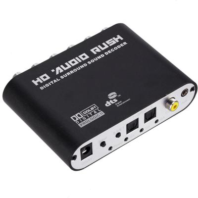 China 5.1 Ch Audio Decoder SPDIF Coaxial To RCA DTS AC3 Digital To 5.1 Amplifier Analog Converter With Power Adapter And Digital Fiber Optic Cable for sale