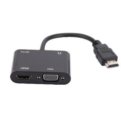 China HDMI to Audio HDMI+VGA+3.5 + Power 4-in-1 Video Converter with Dual-Screen Extender HDMI to HDMI+VGA for sale