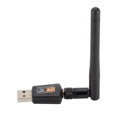 China Desktop 600 Mbps Dual Band Wireless Network Card 2.4/5Ghz USB WiFi Wireless Network Adapter w/ Antenna 802.11AC for sale