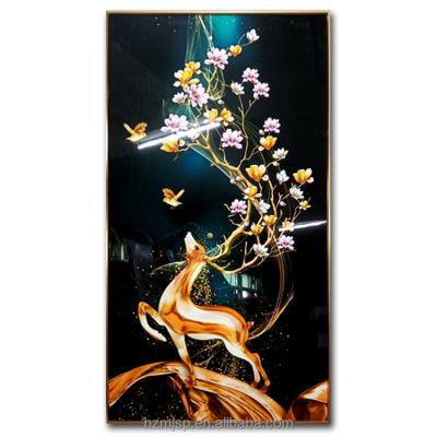 China Wholesale Modern Customized Living Room Modern Porch Aisle Deer Decoration Vertical Animal Crystal Porcelain Painting Still Life for sale