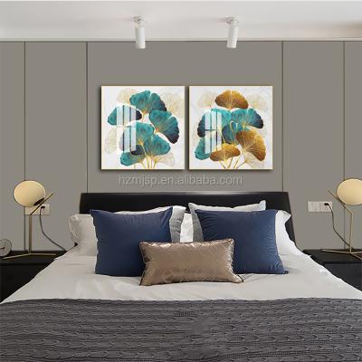 China Modern Wholesale Customized Modern Wall Art 2 Pieces Lginkgo Ginkgo Leaf Home Decor Crystal Porcelain Landscape Wall Painting for sale