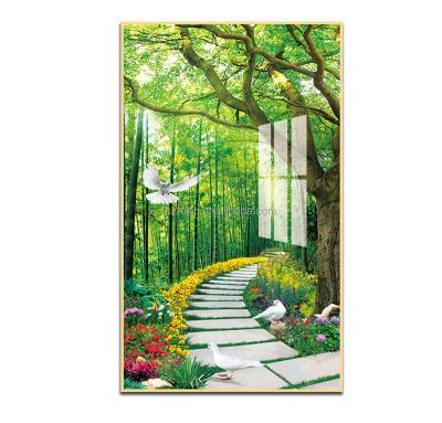 China Wholesale Customized Modern Home Crystal Porcelain Landscape Painting Aisle Aisle Wall Art Scenery Decoration Glass Entrance for sale