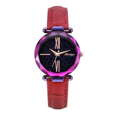 China Auto Date Wrist Starry Sky Dial Women Rate Leather Strap Quartz Japan Movement Wholesale Watches Min Order for sale