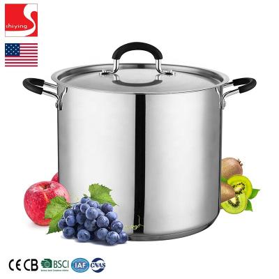 China Viable SY-Kitchenware Stainless Steel Stock Pot with Lid 8/12 Quart Saucepot Silicone Handle 8qt Dutch Oven for sale