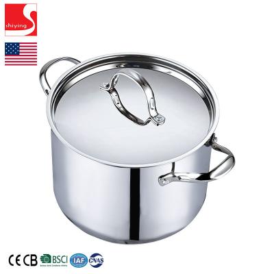 China SY-Kitchenware Quart Stainless Steel Classic Stock Pot With Lid 12-QT Large Silver Large Casserole OEM for sale