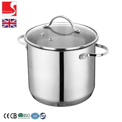 China SY-Kitchenware Sustainable Stainless Steel Casserole With Lid 20cm Glass Stock Pot 5 Liter UK Market Hot Sale for sale