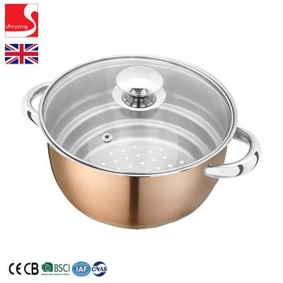 China Sustainable SY-Cookware Steamer Insert Stepped Stainless Steel Steamer Insert with Twin Handles Fits Any 16cm 18cm or 20cm Pans for sale