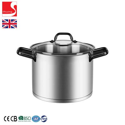 China The Bottom Impact-bonded Ready SY-Viable Professional Induction Stainless Steel Kitchenware Cookware 5 Liter Glass Lid Straight for sale