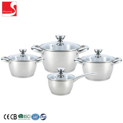 China 4 Pcs Sustainable Durable Stainless Steel Soup Pot Cookware Healthy Polishing Set for sale