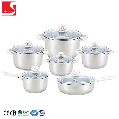 China Sustainable wholesale professional stainless steel cookware handle design coating professional cooking set for sale