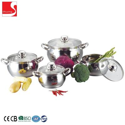 China Factory price viable high quality belly shaped soup pot stainless steel cookware set for sale