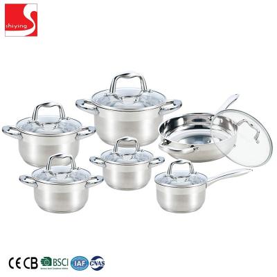 China Premium Induction Bottom Stainless Steel Pot Casserole Sustainable Cookware Cooking Set for sale