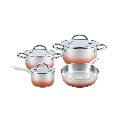 China Sustainable Wholesale Customized Kitchenware Casserole Pan Stainless Steel Home Cooking Cookware Set for sale