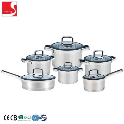 China 12 PCS Customized Sustainable Stainless Steel Pot Cookware High End Cooking Set for sale