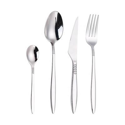 China Various Styles Sustainable Knife Fork Spoon 304 Stainless Steel Flatware Metal Dinnerware Set for sale