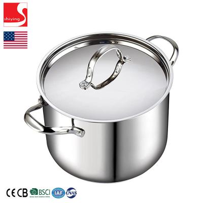 China SY-Kitchenware Quart Stainless Steel Classic Stock Pot With Lid 12-QT Large Silver Large Casserole OEM for sale